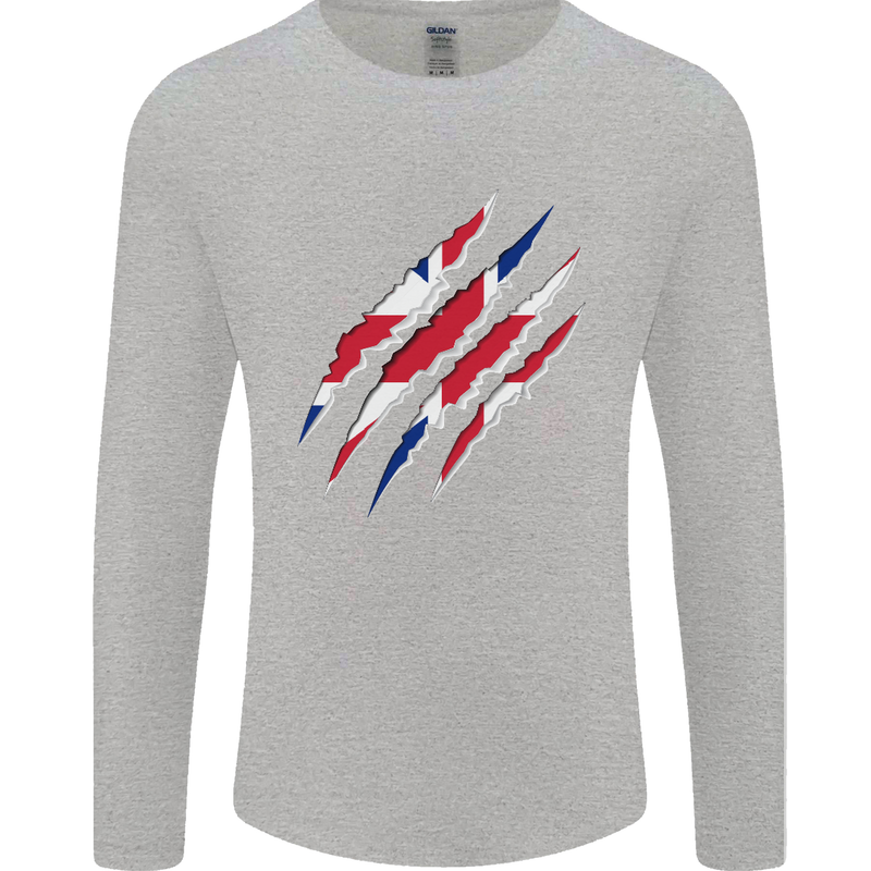 Gym The Union Jack Flag Claw Effect UK Mens Long Sleeve T-Shirt Sports Grey