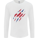 Gym The Union Jack Flag Claw Effect UK Mens Long Sleeve T-Shirt White