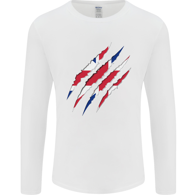 Gym The Union Jack Flag Claw Effect UK Mens Long Sleeve T-Shirt White