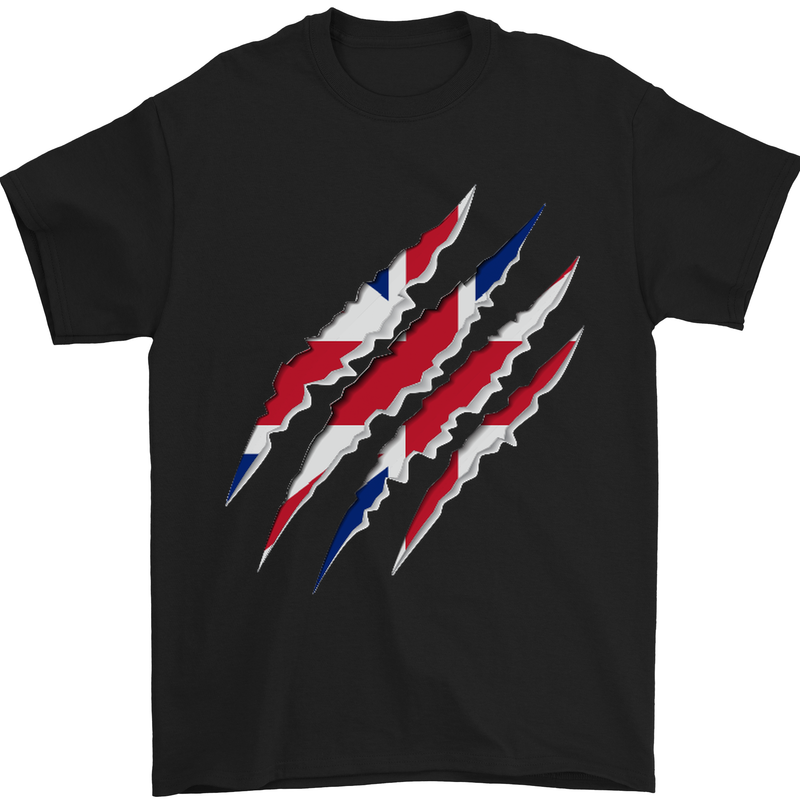 Gym The Union Jack Flag Claw Effect UK Mens T-Shirt Cotton Gildan Black