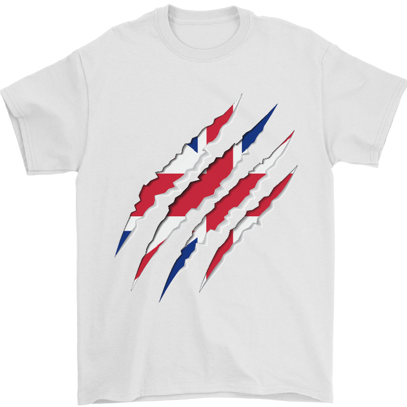 Gym The Union Jack Flag Claw Effect UK Mens T-Shirt Cotton Gildan White