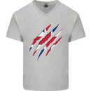 Gym The Union Jack Flag Claw Effect UK Mens V-Neck Cotton T-Shirt Sports Grey