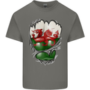 Gym The Welsh Flag Ripped Muscles Wales Kids T-Shirt Childrens Charcoal
