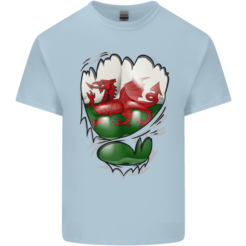 Gym The Welsh Flag Ripped Muscles Wales Kids T-Shirt Childrens Light Blue