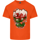 Gym The Welsh Flag Ripped Muscles Wales Kids T-Shirt Childrens Orange