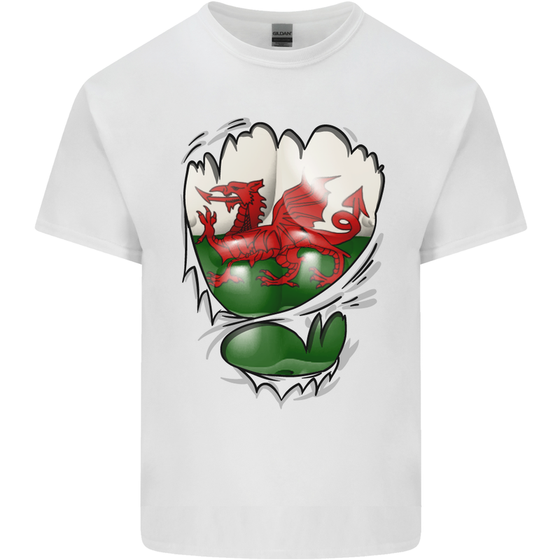 Gym The Welsh Flag Ripped Muscles Wales Kids T-Shirt Childrens White