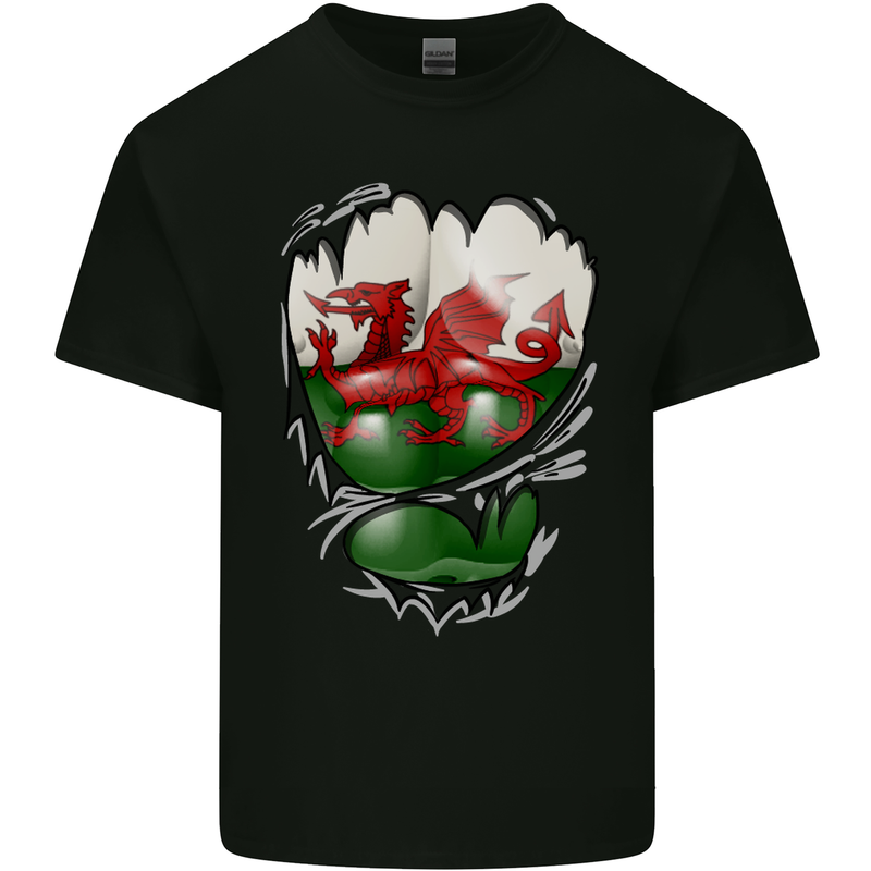Gym The Welsh Flag Ripped Muscles Wales Mens Cotton T-Shirt Tee Top Black