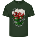 Gym The Welsh Flag Ripped Muscles Wales Mens Cotton T-Shirt Tee Top Forest Green