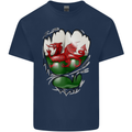 Gym The Welsh Flag Ripped Muscles Wales Mens Cotton T-Shirt Tee Top Navy Blue