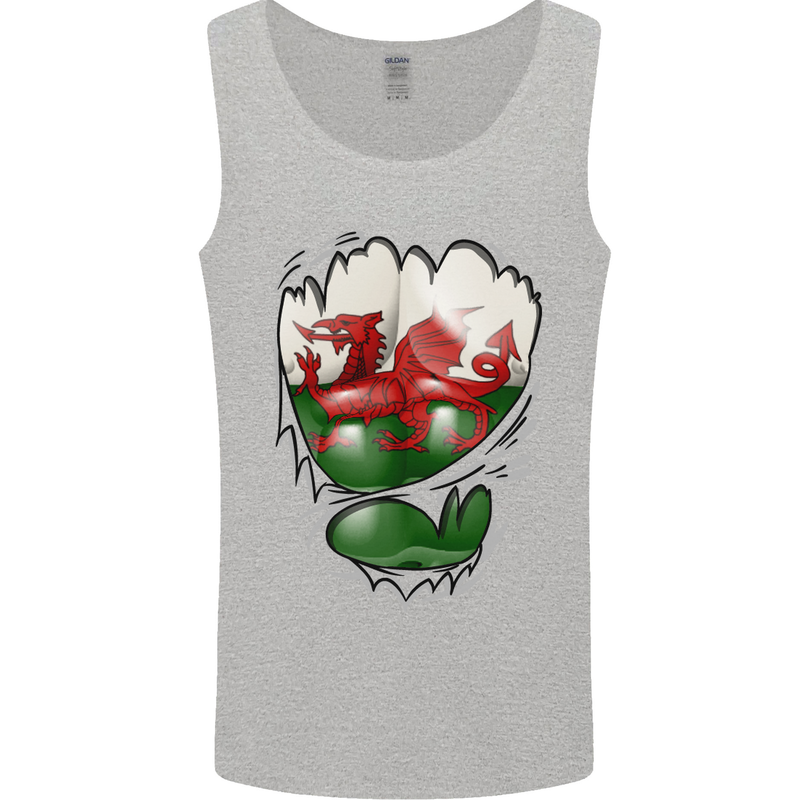 Gym The Welsh Flag Ripped Muscles Wales Mens Vest Tank Top Sports Grey
