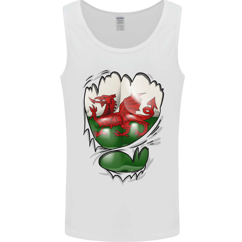 Gym The Welsh Flag Ripped Muscles Wales Mens Vest Tank Top White