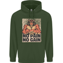 Gym Tiger No Pain No Gain Training Top Childrens Kids Hoodie Forest Green
