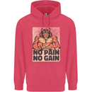Gym Tiger No Pain No Gain Training Top Childrens Kids Hoodie Heliconia