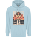 Gym Tiger No Pain No Gain Training Top Childrens Kids Hoodie Light Blue