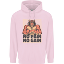 Gym Tiger No Pain No Gain Training Top Childrens Kids Hoodie Light Pink