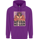 Gym Tiger No Pain No Gain Training Top Childrens Kids Hoodie Purple