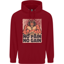 Gym Tiger No Pain No Gain Training Top Childrens Kids Hoodie Red