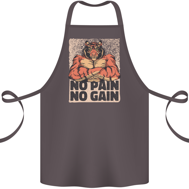 Gym Tiger No Pain No Gain Training Top Cotton Apron 100% Organic Dark Grey