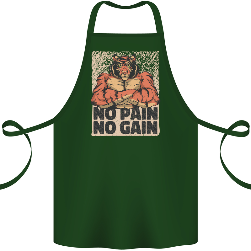 Gym Tiger No Pain No Gain Training Top Cotton Apron 100% Organic Forest Green