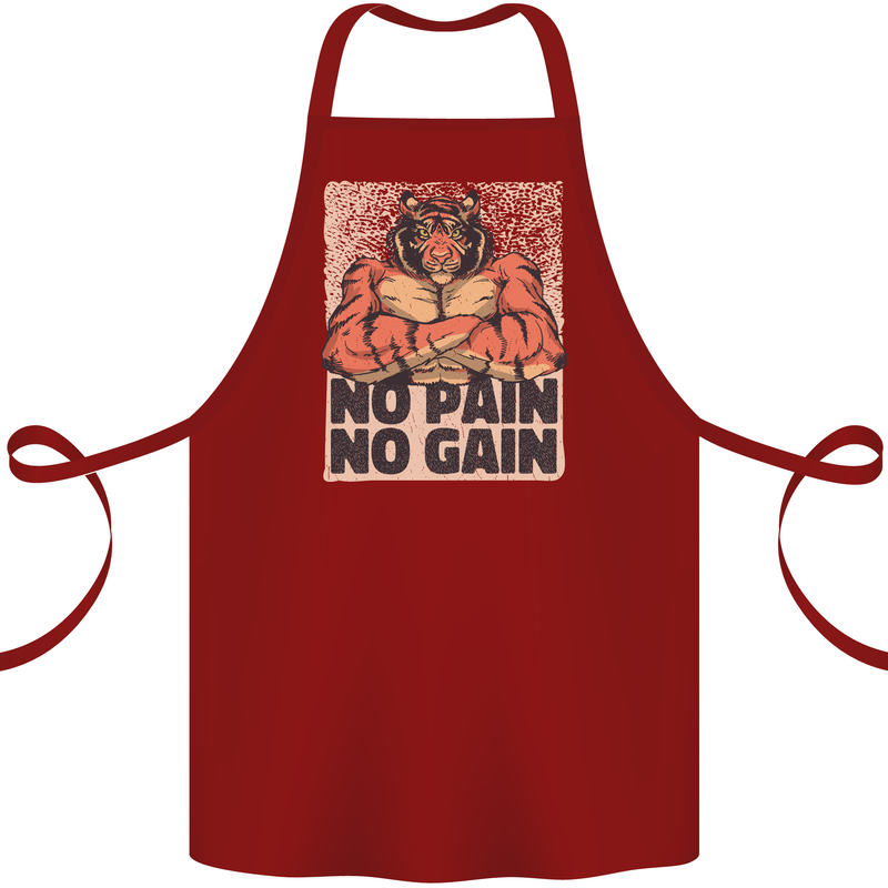Gym Tiger No Pain No Gain Training Top Cotton Apron 100% Organic Maroon