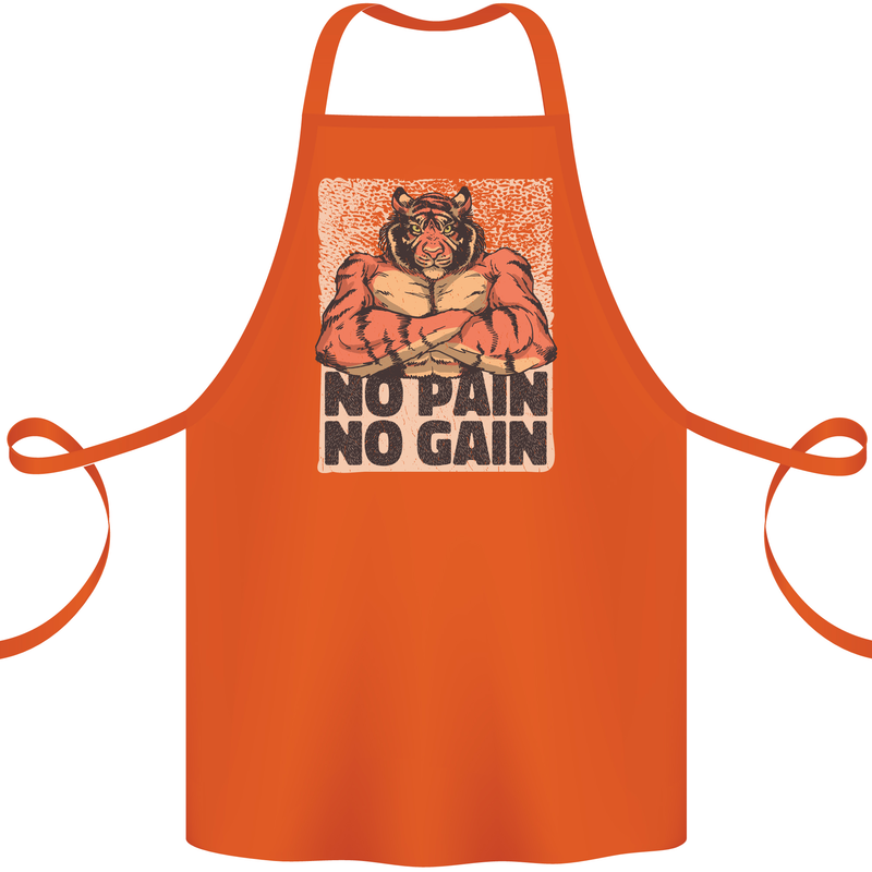 Gym Tiger No Pain No Gain Training Top Cotton Apron 100% Organic Orange