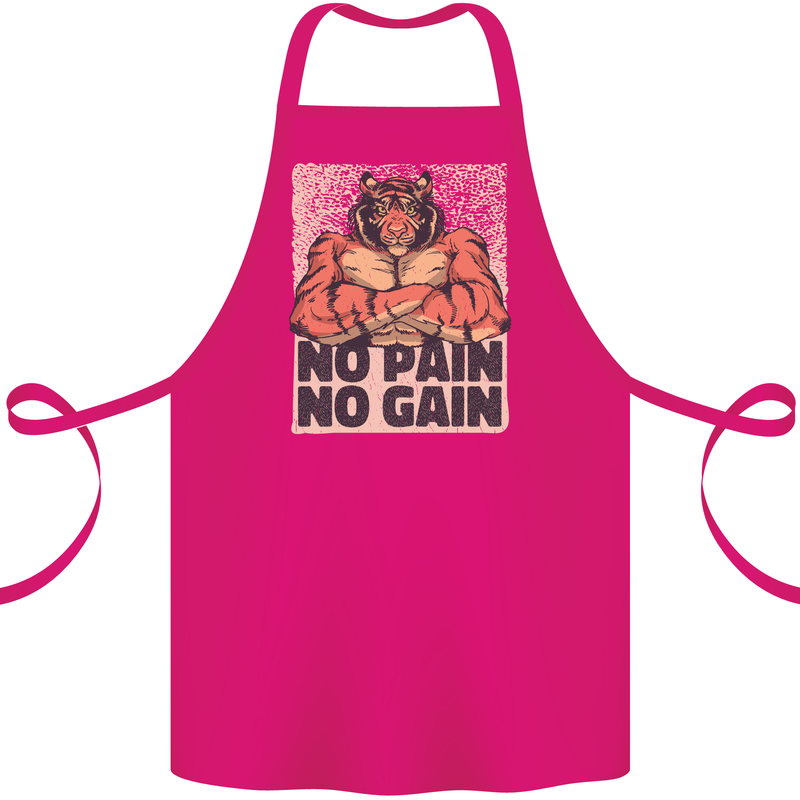 Gym Tiger No Pain No Gain Training Top Cotton Apron 100% Organic Pink