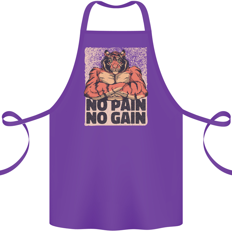 Gym Tiger No Pain No Gain Training Top Cotton Apron 100% Organic Purple