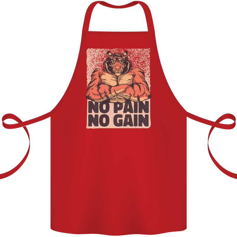Gym Tiger No Pain No Gain Training Top Cotton Apron 100% Organic Red