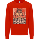 Gym Tiger No Pain No Gain Training Top Kids Sweatshirt Jumper Bright Red