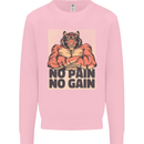 Gym Tiger No Pain No Gain Training Top Kids Sweatshirt Jumper Light Pink