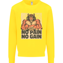 Gym Tiger No Pain No Gain Training Top Kids Sweatshirt Jumper Yellow