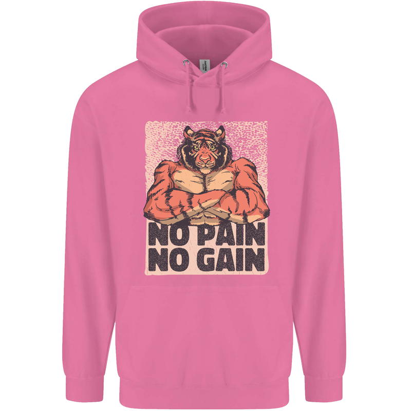 Gym Tiger No Pain No Gain Training Top Mens 80% Cotton Hoodie Azelea