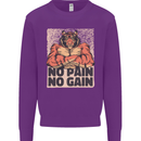 Gym Tiger No Pain No Gain Training Top Mens Sweatshirt Jumper Purple