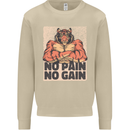 Gym Tiger No Pain No Gain Training Top Mens Sweatshirt Jumper Sand