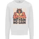 Gym Tiger No Pain No Gain Training Top Mens Sweatshirt Jumper White