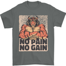 Gym Tiger No Pain No Gain Training Top Mens T-Shirt Cotton Gildan Charcoal
