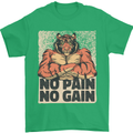 Gym Tiger No Pain No Gain Training Top Mens T-Shirt Cotton Gildan Irish Green