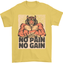 Gym Tiger No Pain No Gain Training Top Mens T-Shirt Cotton Gildan Yellow
