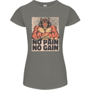 Gym Tiger No Pain No Gain Training Top Womens Petite Cut T-Shirt Charcoal