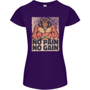 Gym Tiger No Pain No Gain Training Top Womens Petite Cut T-Shirt Purple