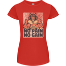 Gym Tiger No Pain No Gain Training Top Womens Petite Cut T-Shirt Red