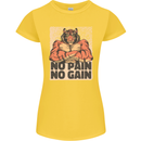 Gym Tiger No Pain No Gain Training Top Womens Petite Cut T-Shirt Yellow