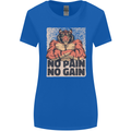 Gym Tiger No Pain No Gain Training Top Womens Wider Cut T-Shirt Royal Blue