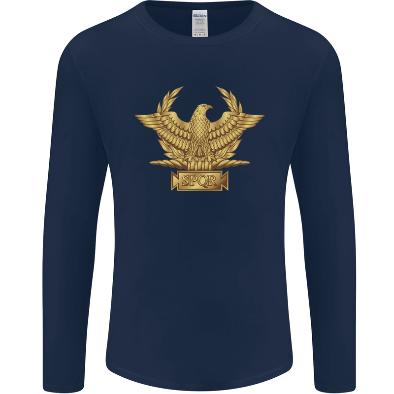 Gym Training Top Bodybuilding SPQR Mens Long Sleeve T-Shirt Navy Blue
