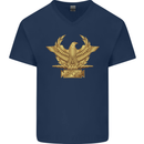 Gym Training Top Bodybuilding SPQR Mens V-Neck Cotton T-Shirt Navy Blue