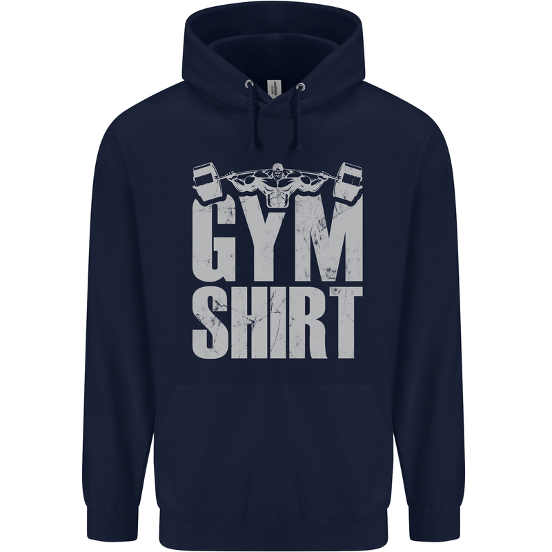 Gym Training Top Bodybuilding Weightlifting Childrens Kids Hoodie Navy Blue