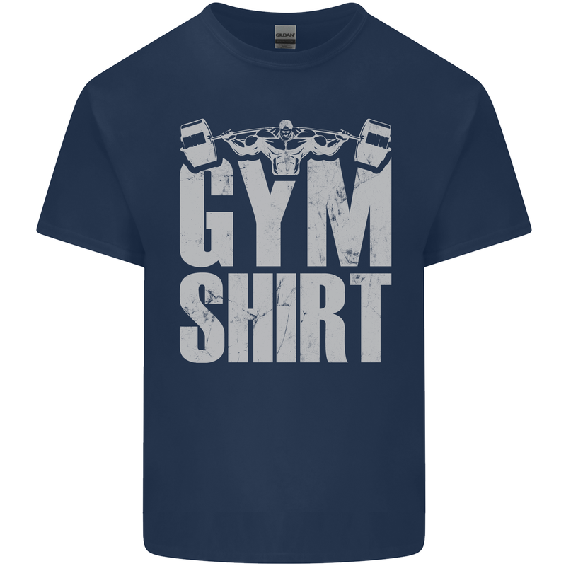 Gym Training Top Bodybuilding Weightlifting Kids T-Shirt Childrens Navy Blue