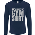 Gym Training Top Bodybuilding Weightlifting Mens Long Sleeve T-Shirt Navy Blue