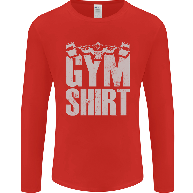 Gym Training Top Bodybuilding Weightlifting Mens Long Sleeve T-Shirt Red