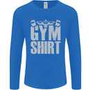 Gym Training Top Bodybuilding Weightlifting Mens Long Sleeve T-Shirt Royal Blue